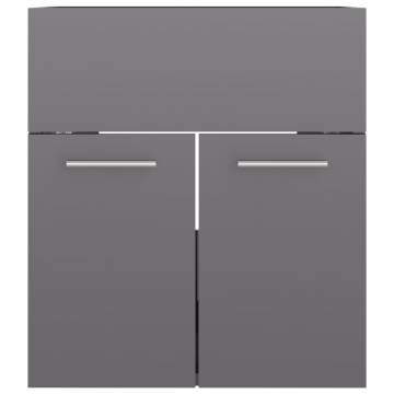 High Gloss Grey Sink Cabinet - Stylish Bathroom Storage