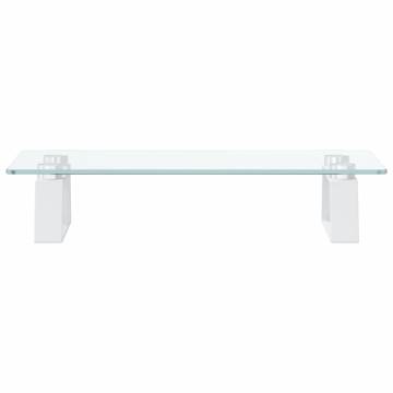 Modern White Monitor Stand - Glass & Metal, Ergonomic Design