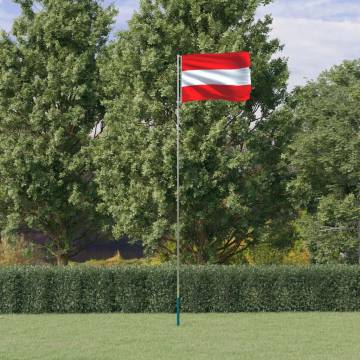 Austria Flag and Pole 5.55 m Aluminium - Durable & Adjustable