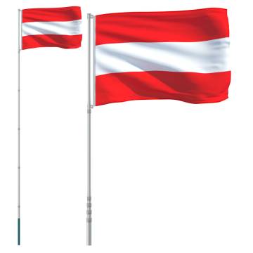 Austria Flag and Pole 5.55 m Aluminium - Durable & Adjustable