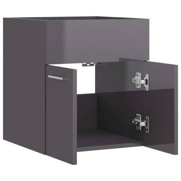 High Gloss Grey Sink Cabinet - Stylish Bathroom Storage