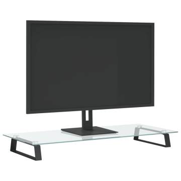 Stylish Black Monitor Stand - Tempered Glass & Metal | HipoMarket