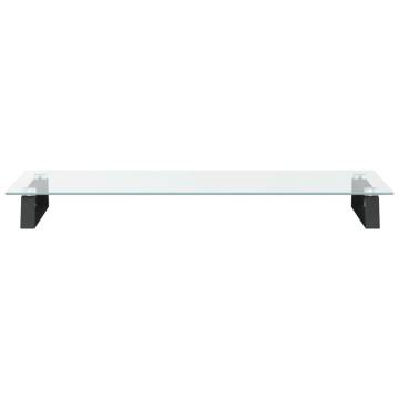 Stylish Black Monitor Stand - Tempered Glass & Metal | HipoMarket