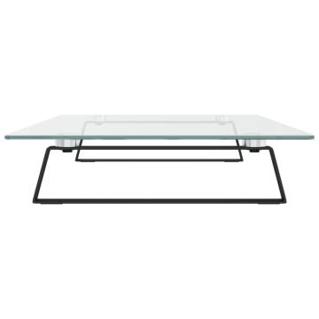 Stylish Black Monitor Stand - Tempered Glass & Metal | HipoMarket