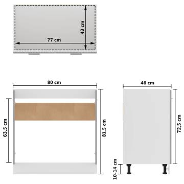 Concrete Grey Sink Bottom Cabinet - 80x46 cm - Hipo Market