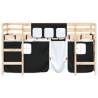 Kids' Loft Bed with Curtains - White & Black 90x200cm Pine