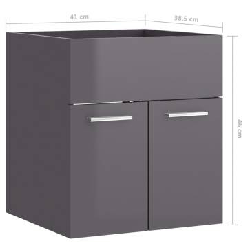 High Gloss Grey Sink Cabinet - Stylish Bathroom Storage