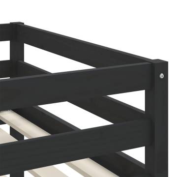 Kids' Loft Bed with Curtains - White & Black, Solid Pine 90x200cm