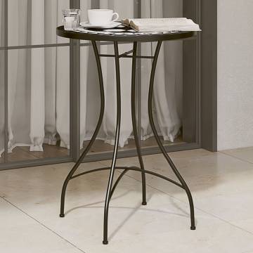 Elegant Black and White Mosaic Bistro Table Ø50x70 cm