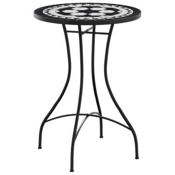 Elegant Black and White Mosaic Bistro Table Ø50x70 cm