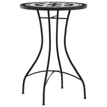 Elegant Black and White Mosaic Bistro Table Ø50x70 cm