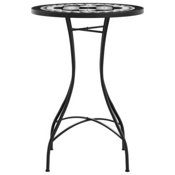 Elegant Black and White Mosaic Bistro Table Ø50x70 cm