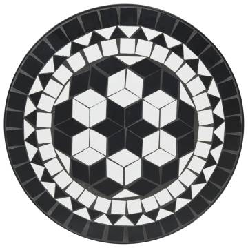 Elegant Black and White Mosaic Bistro Table Ø50x70 cm