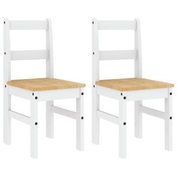 Panama White Dining Chairs - Set of 2 Solid Pine - 40x46x90 cm