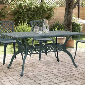 Stylish Green 150x90 cm Cast Aluminium Garden Table