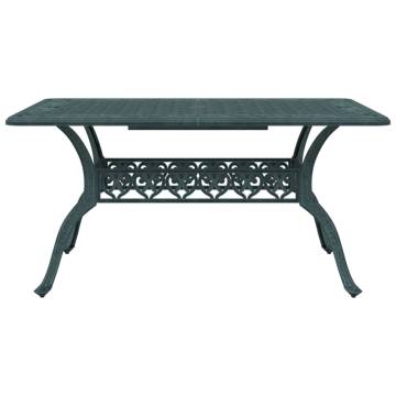 Stylish Green 150x90 cm Cast Aluminium Garden Table