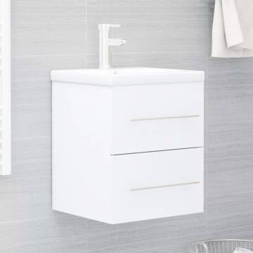 Sink Cabinet with Built-in Basin - White Engineered Wood