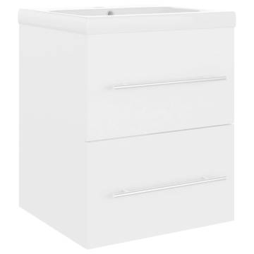 Sink Cabinet with Built-in Basin - White Engineered Wood