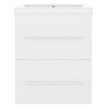 Sink Cabinet with Built-in Basin - White Engineered Wood