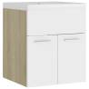 Sink Cabinet with Built-in Basin - White & Sonoma Oak Finish