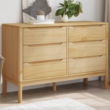 Chest of Drawers FLORO - Wax Brown Solid Pine Wood | Hipo Market