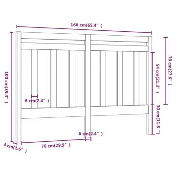 Black Solid Wood Pine Bed Headboard - Stylish Design 166x100 cm