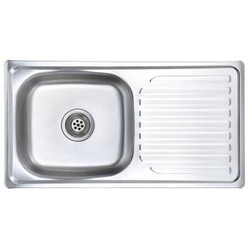 Stainless Steel Kitchen Sink with Strainer & Trap - 75x40 cm