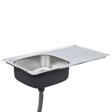 Stainless Steel Kitchen Sink with Strainer & Trap - 75x40 cm