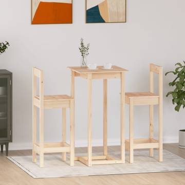 3 Piece Bar Set - Solid Wood Pine | Buy Online at Hipomarket