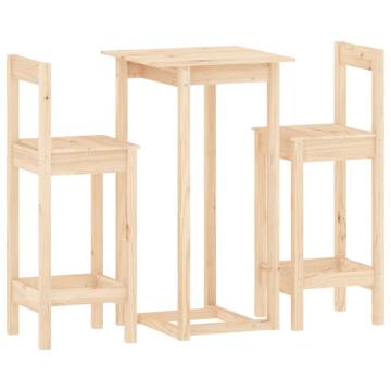 3 Piece Bar Set - Solid Wood Pine | Buy Online at Hipomarket