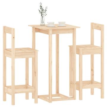 3 Piece Bar Set - Solid Wood Pine | Buy Online at Hipomarket