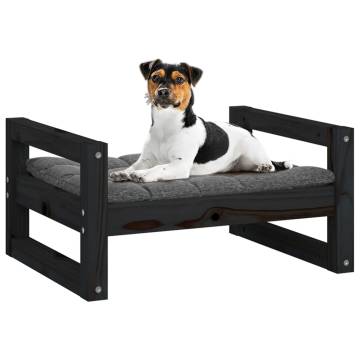 Stylish Black Dog Bed - Solid Pine Wood | 55.5x45.5x28 cm