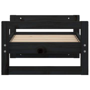 Stylish Black Dog Bed - Solid Pine Wood | 55.5x45.5x28 cm