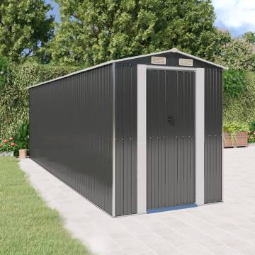 Durable Anthracite Garden Shed - 192x606x223 cm Galvanised Steel