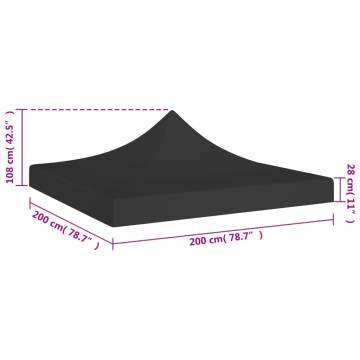 Party Tent Roof 2x2 m Black - Durable & UV Resistant