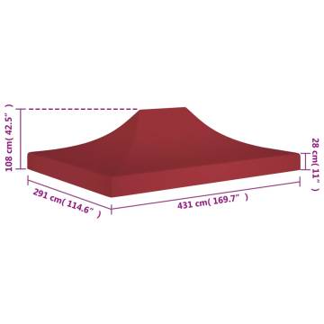 Burgundy Party Tent Roof 4.5x3 m - Durable & UV Resistant