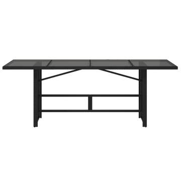 Garden Table with Glass Top - Black Poly Rattan 190x80 cm