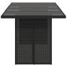 Garden Table with Glass Top - Black Poly Rattan 190x80 cm