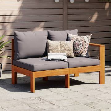 Garden Sofa with Armrest - 2-Seater Acacia Wood