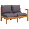 Garden Sofa with Armrest - 2-Seater Acacia Wood