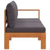 Garden Sofa with Armrest - 2-Seater Acacia Wood