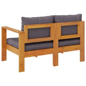 Garden Sofa with Armrest - 2-Seater Acacia Wood