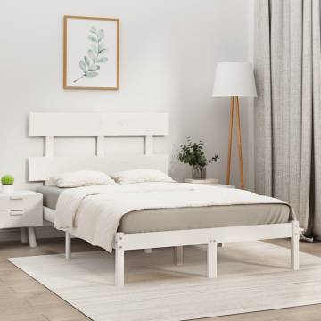 White Solid Wood King Size Bed Frame 150x200 cm - HipoMarket