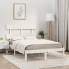 White Solid Wood King Size Bed Frame 150x200 cm - HipoMarket