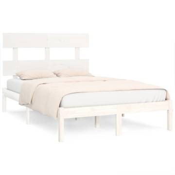 White Solid Wood King Size Bed Frame 150x200 cm - HipoMarket