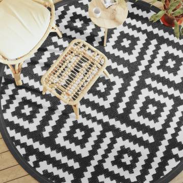 Stylish Outdoor Carpet White & Black Ø200 cm | Hipomarket