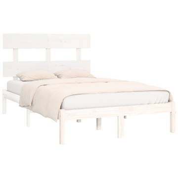 White Solid Wood King Size Bed Frame 150x200 cm - HipoMarket