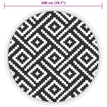 Stylish Outdoor Carpet White & Black Ø200 cm | Hipomarket