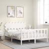 White Bed Frame with Headboard - 140x200 cm Solid Wood