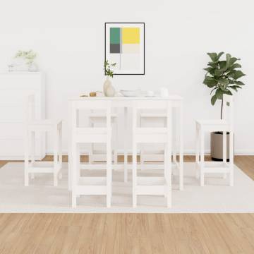 7 Piece White Solid Wood Pine Bar Set - Elevate Your Dining